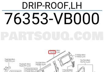 Nissan 76353VB000 DRIP-ROOF,LH
