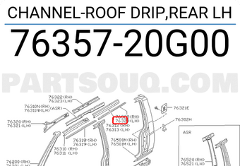 Nissan 7635720G00 CHANNEL-ROOF DRIP,REAR LH