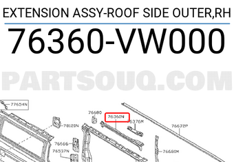 Nissan 76360VW000 EXTENSION ASSY-ROOF SIDE OUTER,RH