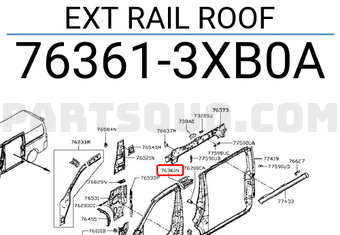 Nissan 763613XB0A EXT RAIL ROOF