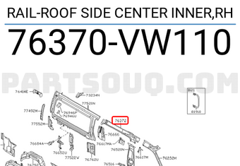 Nissan 76370VW110 RAIL-ROOF SIDE CENTER INNER,RH