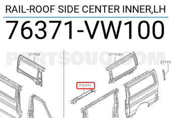 Nissan 76371VW100 RAIL-ROOF SIDE CENTER INNER,LH