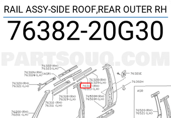 Nissan 7638220G30 RAIL ASSY-SIDE ROOF,REAR OUTER RH