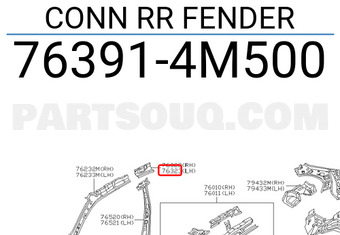 Nissan 763914M500 CONN RR FENDER