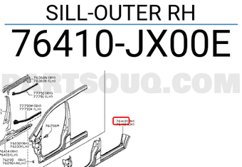 Nissan 76410JX00E SILL-OUTER RH