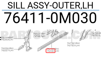 Nissan 764110M030 SILL ASSY-OUTER,LH