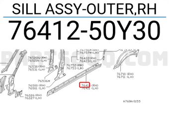 Nissan 7641250Y30 SILL ASSY-OUTER,RH