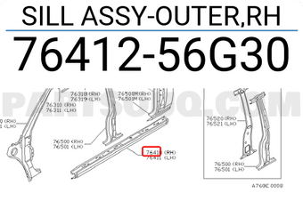 Nissan 7641256G30 SILL ASSY-OUTER,RH