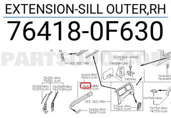 Nissan 764180F630 EXTENSION-SILL OUTER,RH