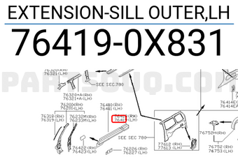 Nissan 764190X831 EXTENSION-SILL OUTER,LH