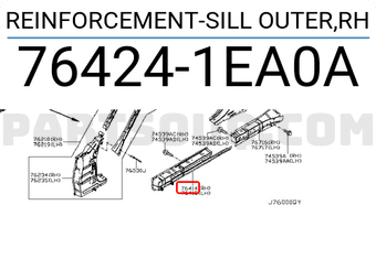 Nissan 764241EA0A REINFORCEMENT-SILL OUTER,RH