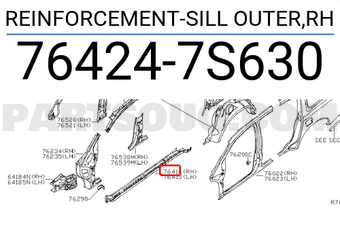 Nissan 764247S630 REINFORCEMENT-SILL OUTER,RH