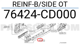 Nissan 76424CD000 REINF-B/SIDE OT
