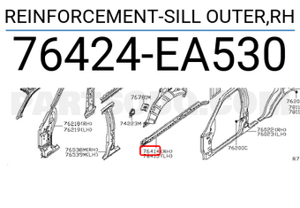 Nissan 76424EA530 REINFORCEMENT-SILL OUTER,RH
