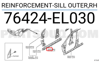 Nissan 76424EL030 REINFORCEMENT-SILL OUTER,RH