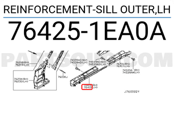 Nissan 764251EA0A REINFORCEMENT-SILL OUTER,LH