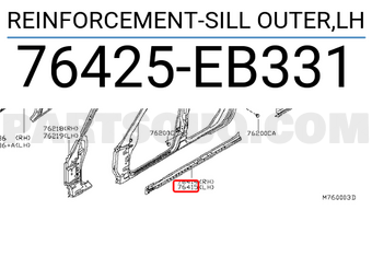 Nissan 76425EB331 REINFORCEMENT-SILL OUTER,LH