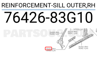 Nissan 7642683G10 REINFORCEMENT-SILL OUTER,RH