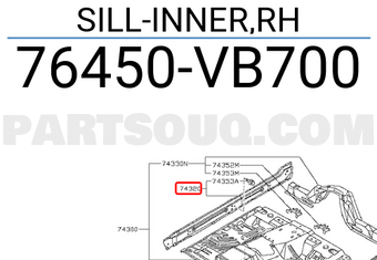 Nissan 76450VB700 SILL-INNER,RH