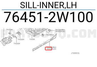Nissan 764512W100 SILL-INNER,LH