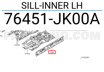 Nissan 76451JK00A SILL-INNER LH