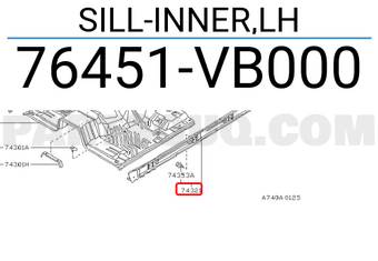 Nissan 76451VB000 SILL-INNER,LH