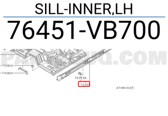 Nissan 76451VB700 SILL-INNER,LH