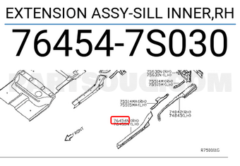 Nissan 764547S030 EXTENSION ASSY-SILL INNER,RH