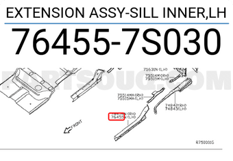 Nissan 764557S030 EXTENSION ASSY-SILL INNER,LH