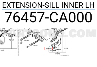 Nissan 76457CA000 EXTENSION-SILL INNER LH