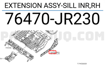 Nissan 76470JR230 EXTENSION ASSY-SILL INR,RH