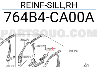 Nissan 764B4CA00A REINF-SILL,RH