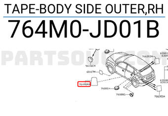 Nissan 764M0JD01B TAPE-BODY SIDE OUTER,RH