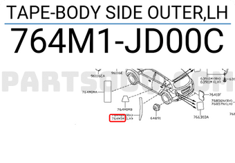 Nissan 764M1JD00C TAPE-BODY SIDE OUTER,LH