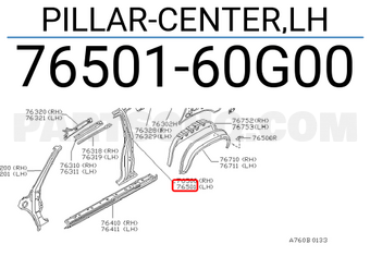 Nissan 7650160G00 PILLAR-CENTER,LH