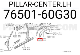 Nissan 7650160G30 PILLAR-CENTER,LH