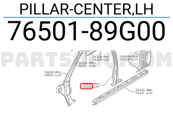 Nissan 7650189G00 PILLAR-CENTER,LH