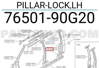 Nissan 7650190G20 PILLAR-LOCK,LH