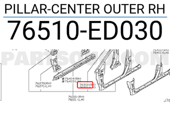 Nissan 76510ED030 PILLAR-CENTER OUTER RH