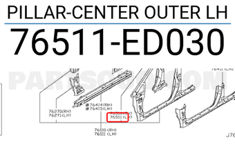 Nissan 76511ED030 PILLAR-CENTER OUTER LH