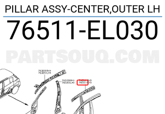 Nissan 76511EL030 PILLAR ASSY-CENTER,OUTER LH