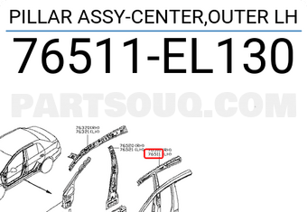 Nissan 76511EL130 PILLAR ASSY-CENTER,OUTER LH