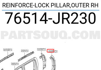 Nissan 76514JR230 REINFORCE-LOCK PILLAR,OUTER RH