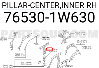 Nissan 765301W630 PILLAR-CENTER,INNER RH