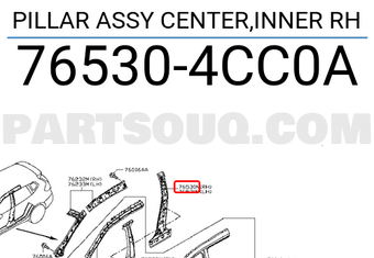 Nissan 765304CC0A PILLAR ASSY CENTER,INNER RH
