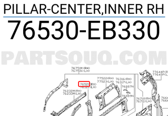 Nissan 76530EB330 PILLAR-CENTER,INNER RH