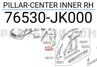 Nissan 76530JK000 PILLAR-CENTER INNER RH