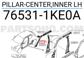 Nissan 765311KE0A PILLAR-CENTER,INNER LH