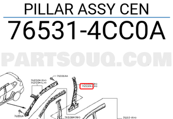 Nissan 765314CC0A PILLAR ASSY CEN