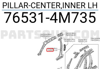 Nissan 765314M735 PILLAR-CENTER,INNER LH